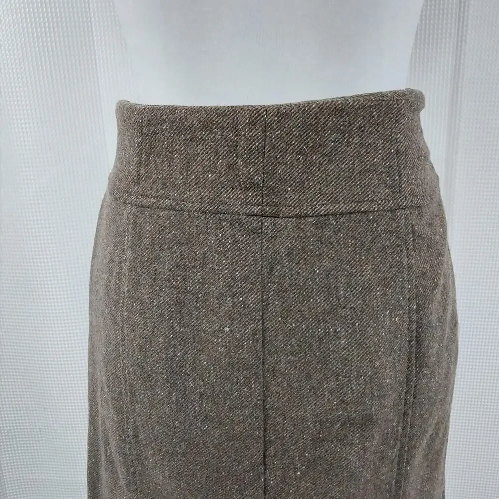 BANANA REPUBLIC! BROWN/CREAM MIXED WOOL+ DIAGONAL WEAVE PENCIL SKIRT! SZ 10